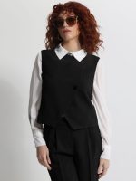 Γυναικείο Ασύμμετρο Γιλέκο με Δύο Κουμπιά GEMMA 9222 Μαύρο