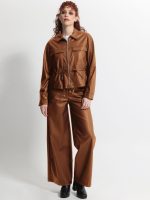 Γυναικείο Eco-Leather Σακάκι με Κορδόνι στη Μέση OPHELIA 8867 Camel