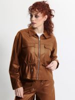 Γυναικείο Eco-Leather Σακάκι με Κορδόνι στη Μέση OPHELIA 8867 Camel - Image 2