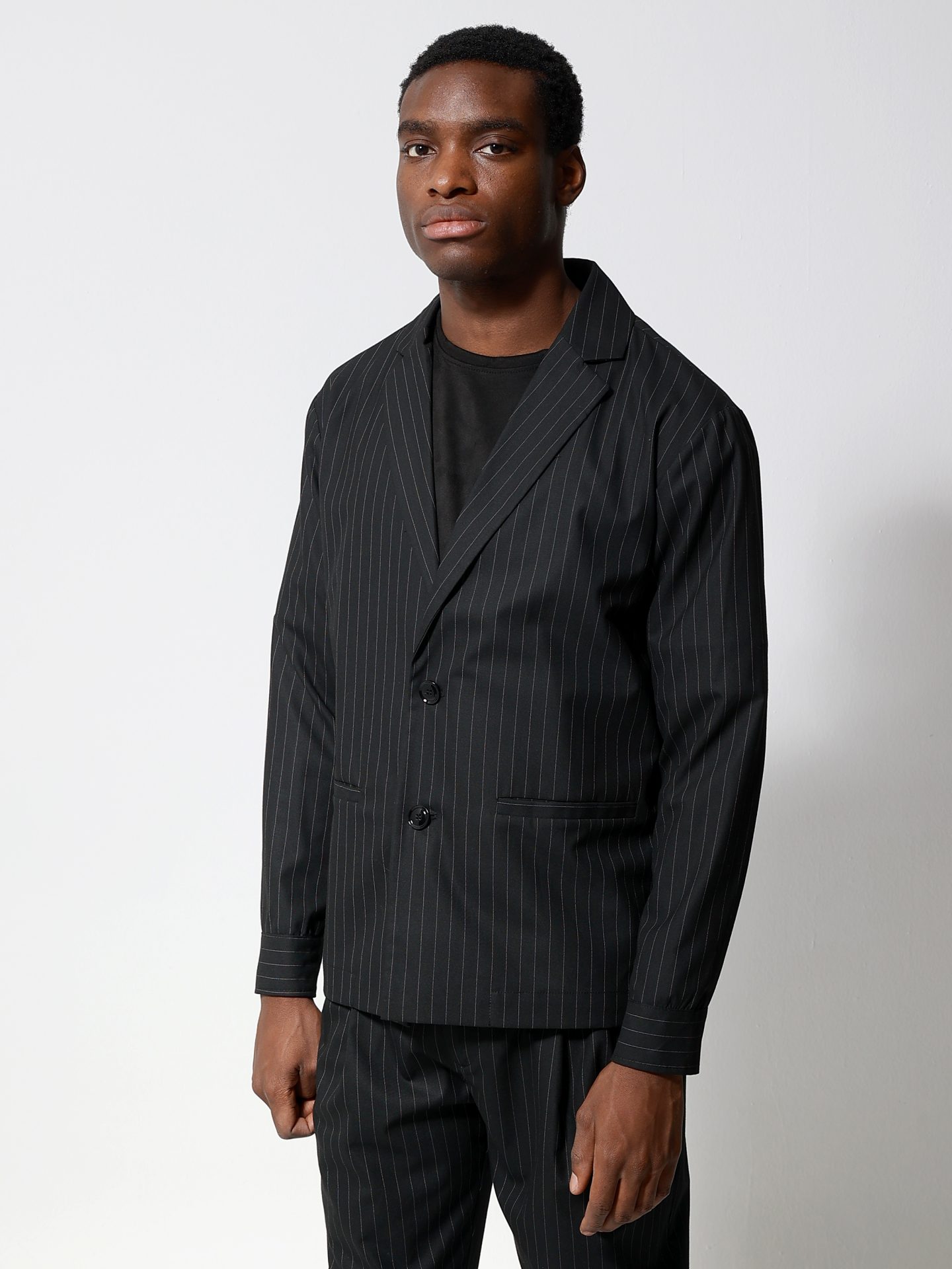 260-972_mayro___z2617 Ανδρικό Σακάκι Ριγέ JOAQUIN 260-972 Μαύρο - Image 1