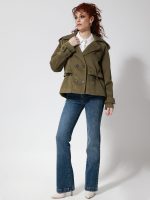 Γυναικείο Κοντό Παλτό με Διπλό Κούμπωμα και Τσέπες FIONA 8818 Πράσινο - Image 5