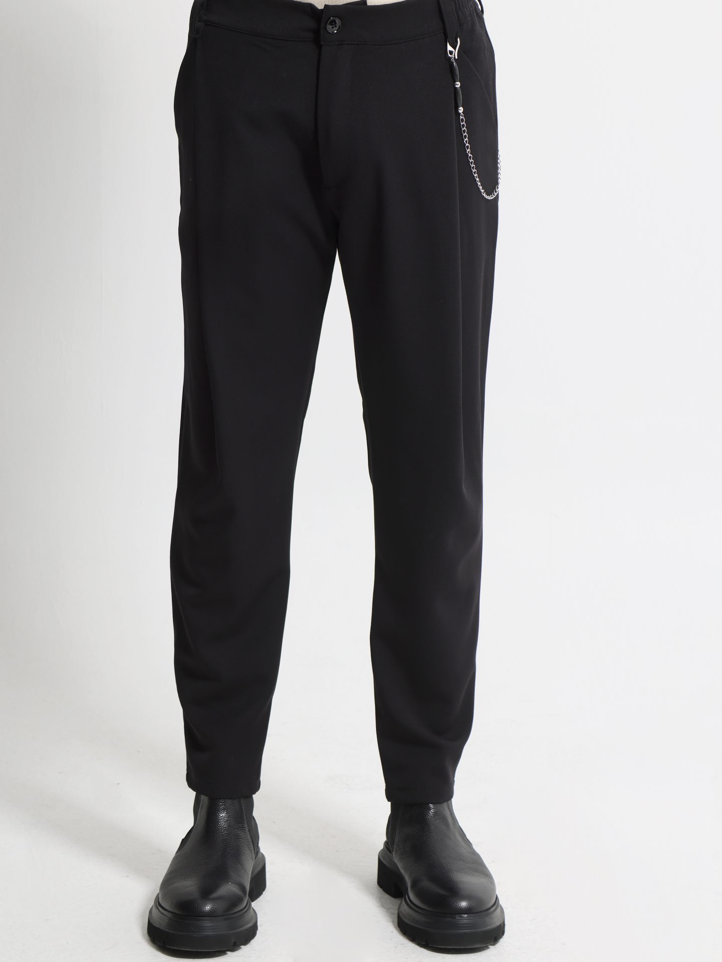 3k__210-963_mayro___z1550 Ανδρικό Παντελόνι Ιταλικού Στυλ με Αλυσίδα CRUZ 210-963 Μαύρο - Image 1