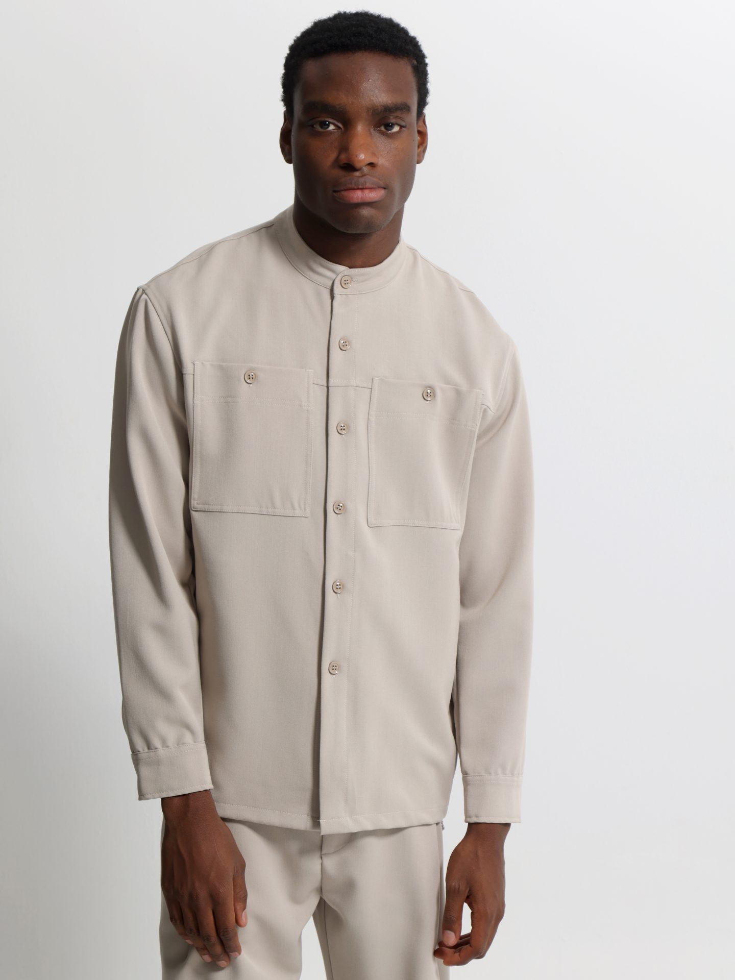 3k__260-963_stone___z1350 Ανδρικό Πουκάμισο Over με Τσέπες CRUZ 260-963 Stone - Image 1