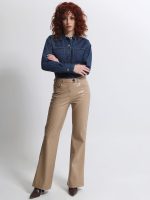 Γυναικείο Eco Leather Παντελόνι Bootcut 7711 Μπεζ Croco - Image 5