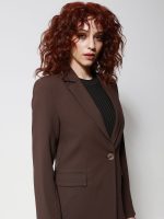 Κομψό Γυναικείο Σακάκι με Μονό Κούμπωμα SERENA 8922 Καφέ - Image 3