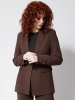 Κομψό Γυναικείο Σακάκι με Μονό Κούμπωμα SERENA 8922 Καφέ