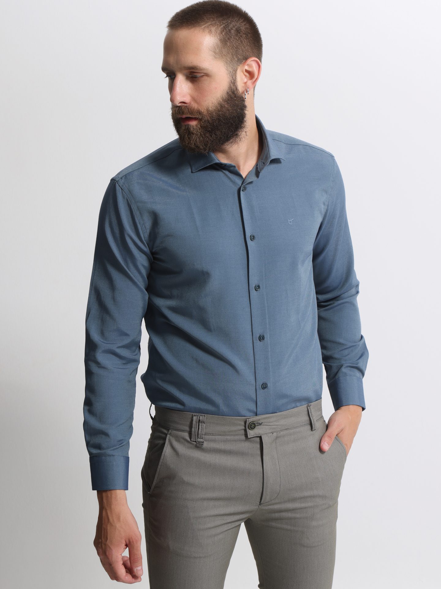 2073 Ανδρικό Πουκάμισο TAILOR-FIT Lucian 33-8176 Μπλε Φαρδιά γραμμή - Image 1